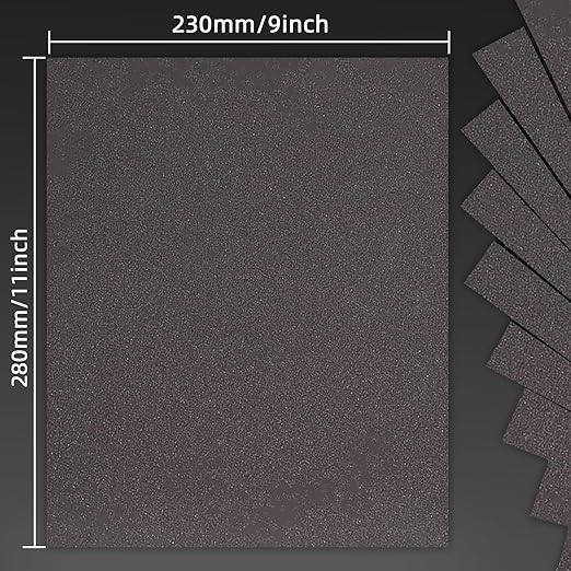 400 Grit Sand Paper, 9 x 11 Inch, 10 Pcs Wet Dry Sandpaper Sheets, Silicon Carbide for Wood, Metal, Automotive Sanding and Polishing, Waterproof and Durable