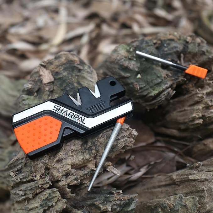 SHARPAL 101N 6-in-1 Pocket Knife Sharpener & Survival Tool ??Diamond Sharpening Rod, Fire Starter Ferro Rod, Whistle ??Sharpens Straight & Serrated Blades, Repairs & Hones Knives