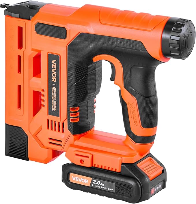 VEVOR Cordless Brad Nailer, 2-in-1 Nail Gun Staple Gun, 18 Gauge 1-1/4 inch, Includes 500 Pcs Staples and 500 Pcs Nails, with Battery and Charger, Non-Slip Rubber Grip, for Woodworking DIY Projects