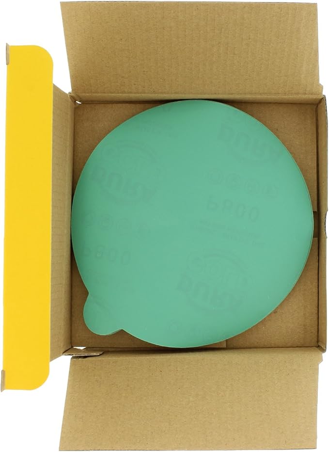 Dura-Gold Premium 6" Green Film PSA Sanding Discs - 800 Grit (Box of 25) - Self Adhesive Stickyback Sandpaper for DA Sander, Finishing Fine Cut Abrasive - Sand Automotive Car Paint, Woodworking Wood