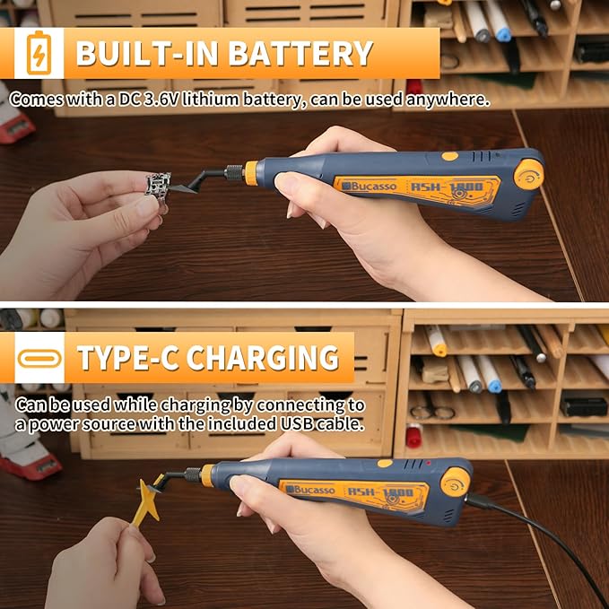 Reciprocating Sander, Variable Speed and USB Charging with LED Light, Pen Sander With 6pcs Sanding Head, Fit for Sanding, Polishing, Finishing, DIY Crafts (Blue)