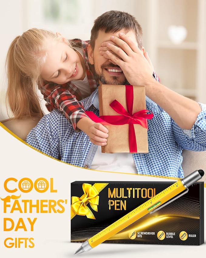 Gifts for Men Multitool Pen, Stocking Stuffers for Men Women, Unique Christmas Gift for Him, Gadgets for Dad Husband Adult Engineer Woodworker Carpenter, Construction Tools