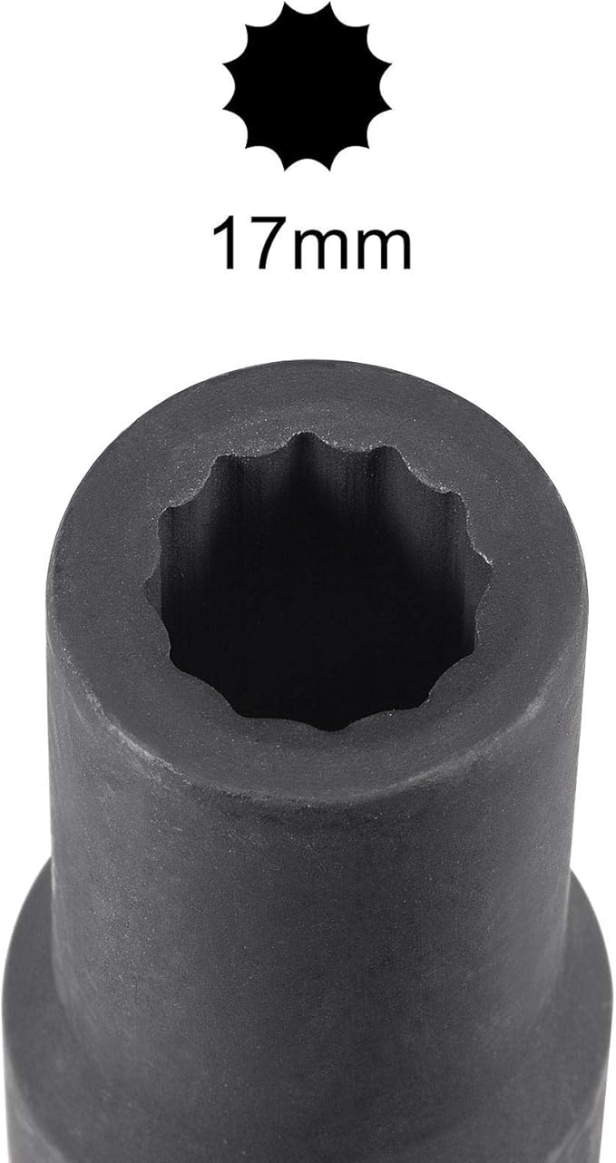 uxcell 3/4-Inch Drive 17mm 12-Point Deep Impact Socket, CR-MO Steel 78mm Length, Metric Sizes