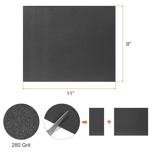 HARFINGTON 50pcs Sandpaper 280 Grit 9 x 11 Inch C-Weight Backing Silicon Carbide Abrasive Wet Dry Sanding Sheets for Wood Finishing, Metal Sanding, Automotive Polishing