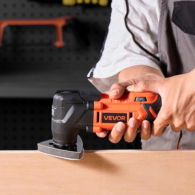VEVOR Cordless Oscillating Tool, 20V Multitool Oscillating Tool with 6 Variable Speeds 8500-17000 OPM, 3.2째 Oscillating Angle, 8PCS Saw Accessories & LED Work Light (Battery Pack Not Included)