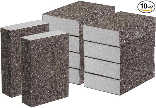 HARFINGTON 10pcs Medium Grit Sanding Sponge Blocks 120-180 Grit Foam Sanding Block for Polishing Kitchen Metal Wood Drywall, 100x70x25mm