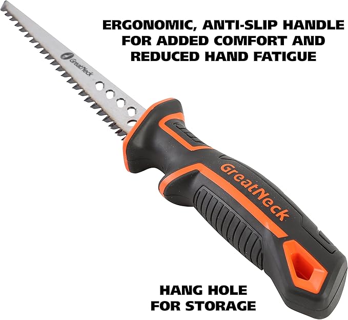 GreatNeck 74027 Rasping Jab Saw and Sheath, Drywall Cutter, Hand Saw for Drywall, For Keyhole Saw Kit, Sheetrock Saw, Ergonomic Handle, 8 TPI