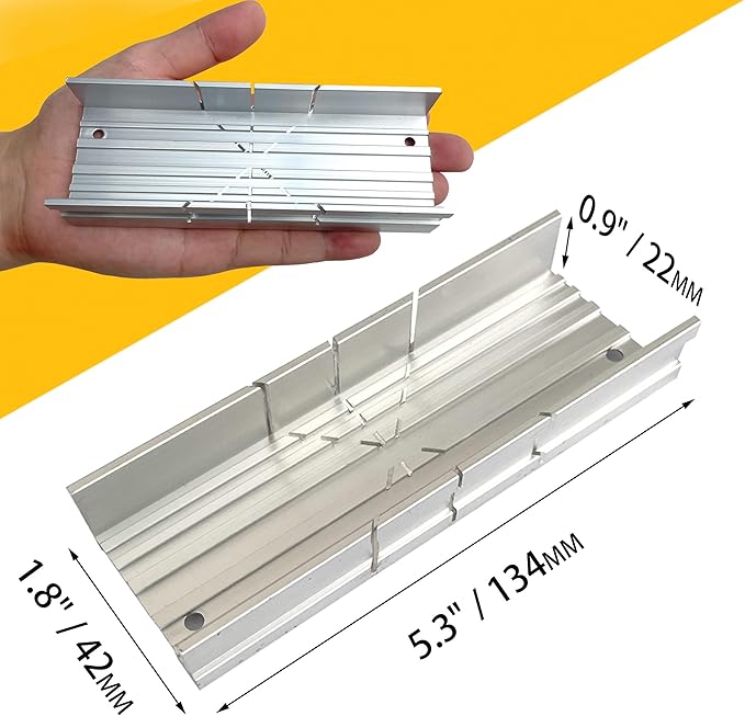 Metal Small Aluminum Miter Box 5.3 Inch Small Tiny Mitre Box for Manual Saw for Hand Saw 3 Cutting Angles - Ideal For Cutting Wood and Soft Metal