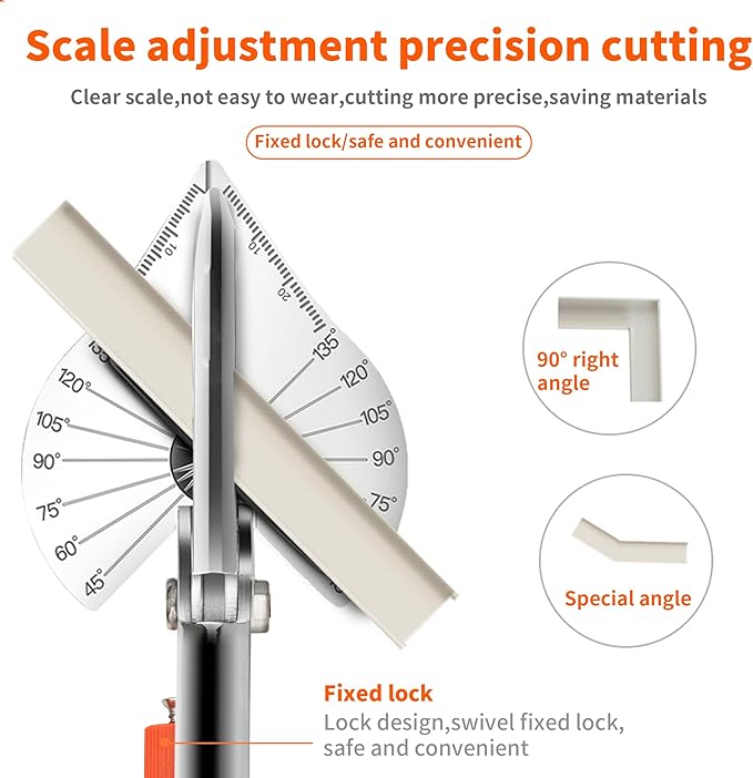 GARTOL Miter Shears, Multifunctional Trunking Shears for Angular Cutting of Moulding and Trim, Adjustable at 45 to 135 Degree, Hand Tools for Cutting Soft Wood, Plastic, PVC, No Replacement Blade
