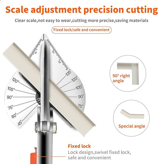 GARTOL Miter Shears, Multifunctional Trunking Shears for Angular Cutting of Moulding and Trim, Adjustable at 45 to 135 Degree, Hand Tools for Cutting Soft Wood, Plastic, PVC, No Replacement Blade