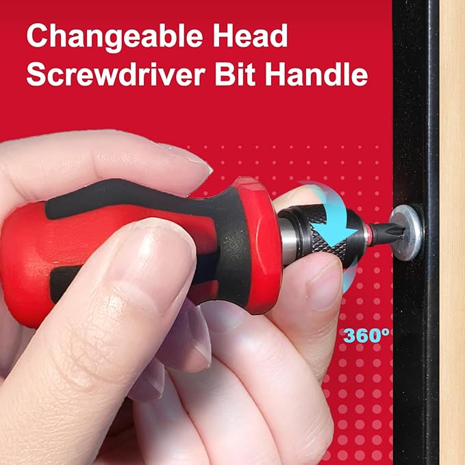 Magnetic 2PC Mini Changeable Head Manual Screwdriver Holder, Quick Change&Release 1/4??Hex Bit Extension Holder