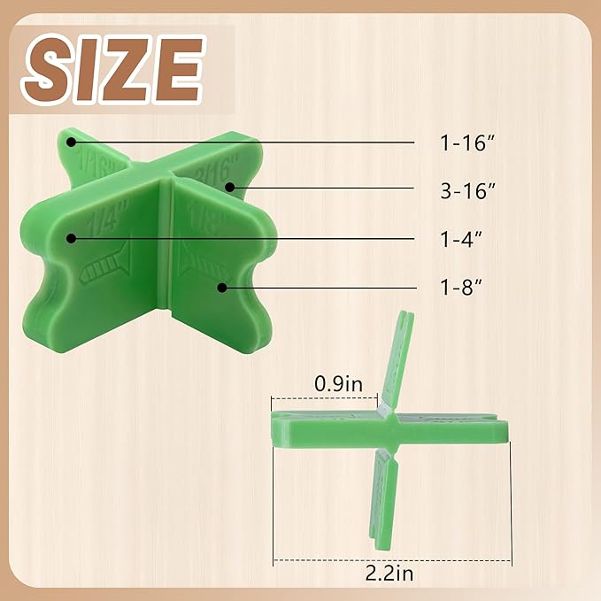8 Pcs ABS Deck Spacer Tool,4 Thicknesses Deck Board Spacers(1/16", 1/8", 3/16", 1/4"),Green Deck Spacers Assorted for Pressure Treated Composite Decking