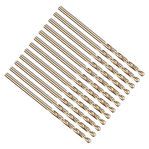 PATIKIL 1.8mm Drill Bit, Jobber Straight Shank M35 Cobalt 5% High-Speed Steel 135째 Gold Finish for Stainless Steel Hard Metal - 12 Pack