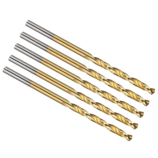 PATIKIL 2.1mm Drill Bit, M42 8% Cobalt High-Speed Steel Jobber Straight Shank 135° Titanium Nitride (TiN) Coated for Hard Metal Stainless Steel - 5 Pack