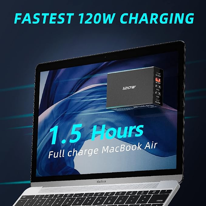 SUNDA 5 Multi Ports USB C Car Charger, 120W Fast Car Charger Adapter, Dual Type C PD 65W Compatible with iPhone17/16 Pro/Max/iPhone15/Pad Pro/Galaxy/Samsung, 3-Ports USB-A 35W QC3.0 for Android(Black)