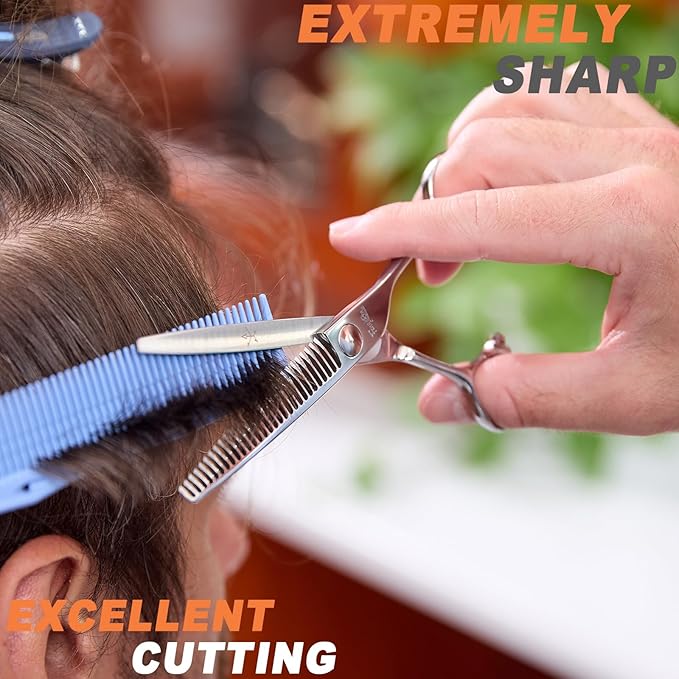High-end Professional Hair Cut Thinning Scissors Hair Cutting Teeth Shears Barber Hairdressing Texturizing Scissor Extremely Very Sharp 6.3 Inch Dynamic Stainless Steel Alloy For Men Women