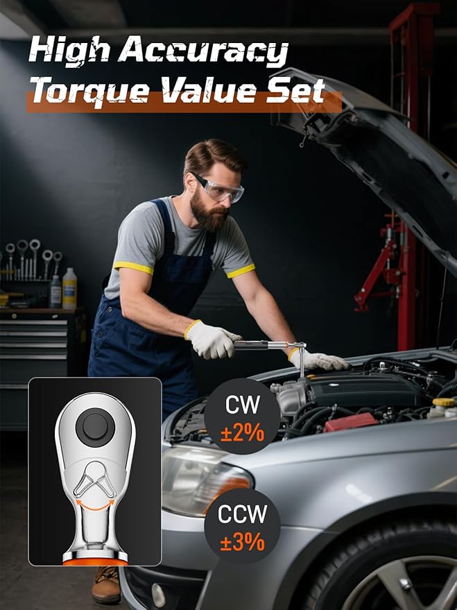 Fanwiike 1/2" Drive Digital Torque Wrench, 7.38-147.5 ft.lb/10-200 Nm, Foot Pound Torque Wrench Electronic with Buzzer & LCD Indicator, Torque Wrench Set for Cars Automotive, 짹2% Accuracy