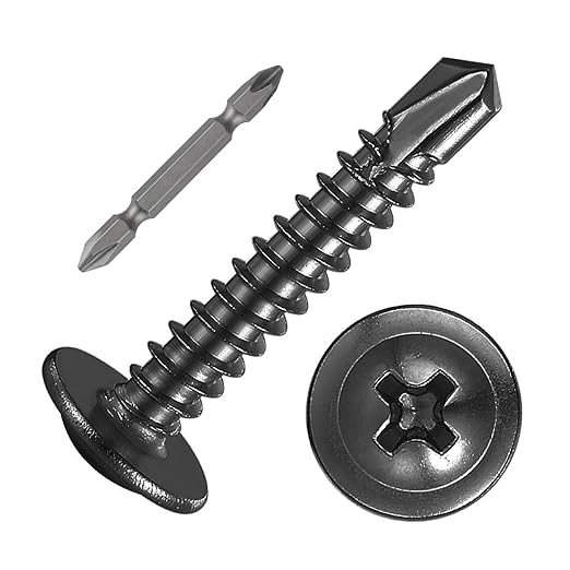 (200Pcs)#8횞1??for Sheet Metal Self-Tapping Screws 410 Black Stainless Steel Truss Head High-Strength Quick Tapping