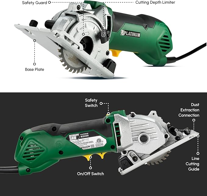 ROTORAZER SAW Platinum Compact Circular Saw Set - New Model for 2024! Extra Powerful - Deeper Cuts! Cut Drywall, Tile, Grout, Metal, Pipes, PVC, Plastic, and Copper. AS SEEN ON TV! (Green)