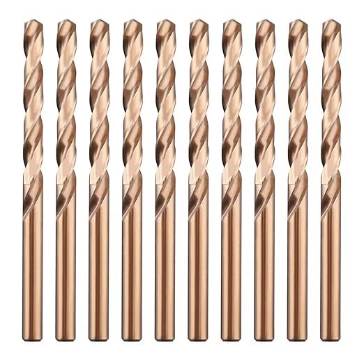 1/4" M35 Cobalt HSS Jobber Length Twist Drill Bit with Straight Shank,Heavy Duty, Pack of 10 PCS, Drilling for Cast Iron, Heat-Treated Steel, Stainless Steel and Other Hard Materials by LU&MN