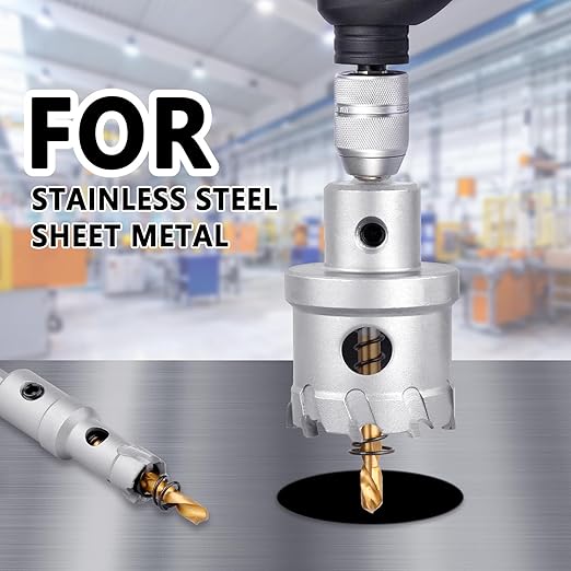 25mm / 63/64 inch Carbide Hole Saw,Metal Steel Hole Saw with Hex Shank, Hole Cutter for Stainless Steel,Sheet Metal, Thick Metal and Iron. (Hex Shank, 25mm竊?3/64 inch竊?