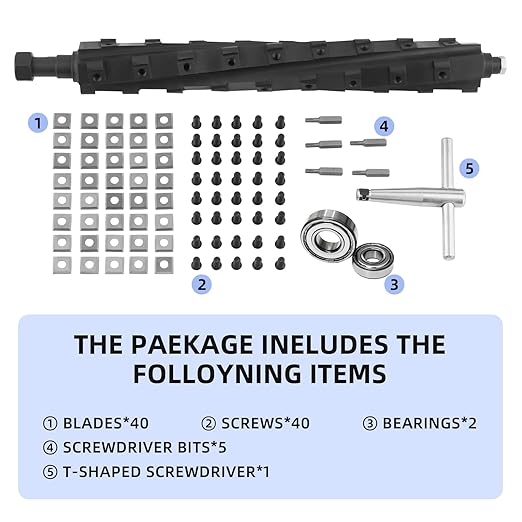 Helical Cutterhead for Dewalt Planer Dw735/Dw735x with 4 Rows of Carbide Inserts, Includes Spare Screws and Blades, DW735 Woodworking Tool