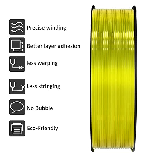 Geeetech TPU Filament 1.75mm, Shore 95A Flexible 3D Printer Filament with High Elasticity, 1KG (2.2lbs) Spool, Dimensional Accuracy 짹0.03mm, Fits Most FDM Printers (Cleal Yellow)
