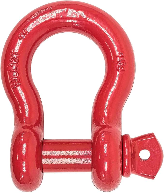 Mytee Products 1-1/4" Anchor Shackle Forged Carbon Steel w/Alloy Screw Pin WLL # 12.0 Tons (24,000 lbs) Double Rust Protection Heavy Duty D Ring Shackle for Towing, Rigging & Vehicle Recovery (4 Pack)