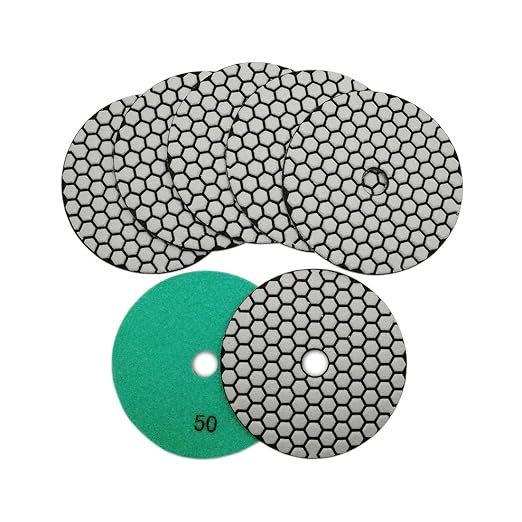 SHDIATOOL 5 Inch Dry Diamond polishing Pads Grit 50 for Granite Marble Quartz(7-Pack)