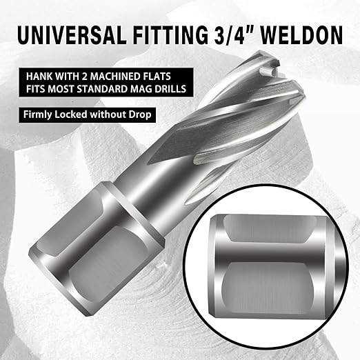 SALI Annular Cutter Diameter 5/8 Inch with Weldon Shank 3/4"(with 2 Flats) Cutting Depth 1" Mag Drill Bit for Magnetic Drill Press HSS Fully Ground Drill with One 1/4"*3" Pilot Pin