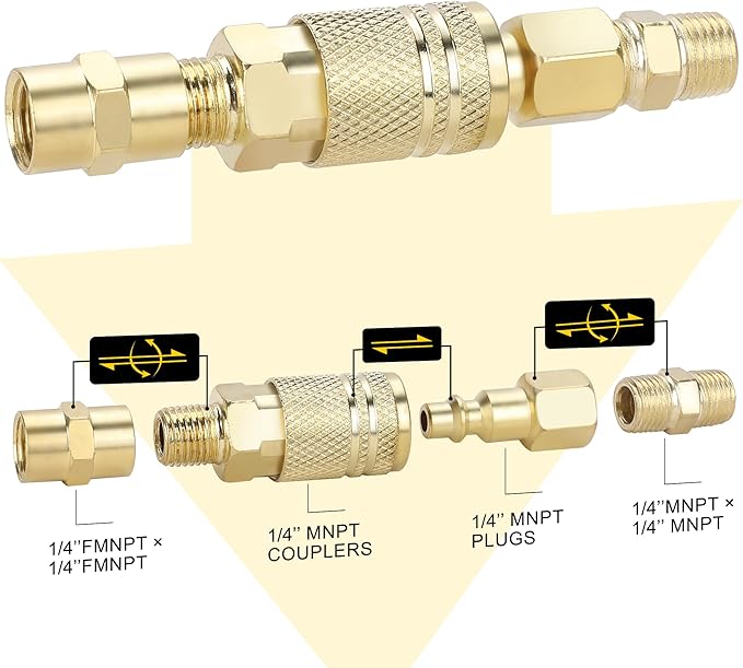 WYNNsky 1/4 Air Hose Fittings, 1/4?쇺?NPT Quick connect Coupler and Plug, 45PCS Air Tools Fittings