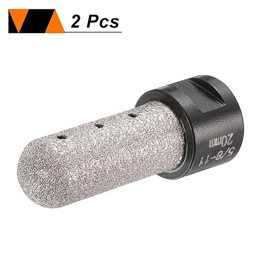 HARFINGTON 2pcs Diamond Finger Bit 20mm Dia Dry Core with 5/8"-11 Thread Diamond Chamfer Bit for Enlarging Shaping Milling Existing Holes on Porcelain Tile Ceramic Marble Countertop, Black