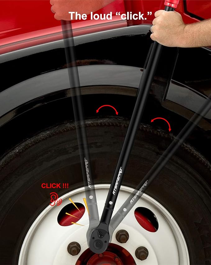 ATsafepro 3/4 Torque Wrench 100-650 Ft-Lb ??짹3% Accuracy, Reversible 48-Tooth Ratchet, Cr-V Steel, Dual Scale, 3/4" Drive Click Heavy Duty Precision Torque Wrench for Truck, RV, Heavy Equipment