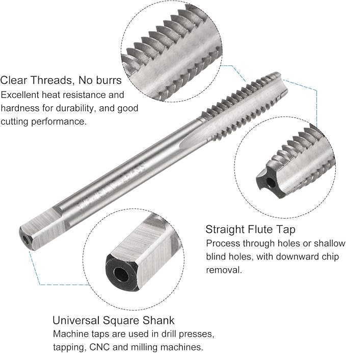 uxcell Tap and Drill Bit Set, 5/16-18 UNC Thread Tap & 17/64" Black Oxide Twist Drill Bit, Straight Flute Tap Tapping Threading Repair Tool Kit