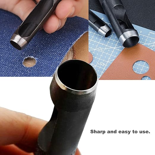15mm Leather Hole Punch - Round High Carbon Steel Hollow Cutter for Paper, Plastics, Canvas, Belts, and Bags DIY Crafting
