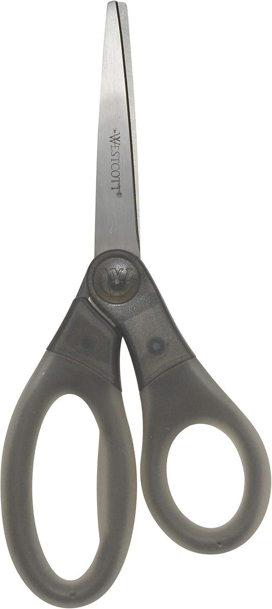 Westcott 8" Gel-Grip Multipurpose Scissors for Office and Home, Gray