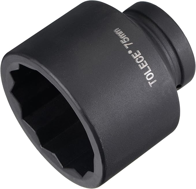 uxcell 1-Inch Drive 75mm 12-Point Impact Socket, CR-MO Steel 100mm Length, Standard Metric Sizes