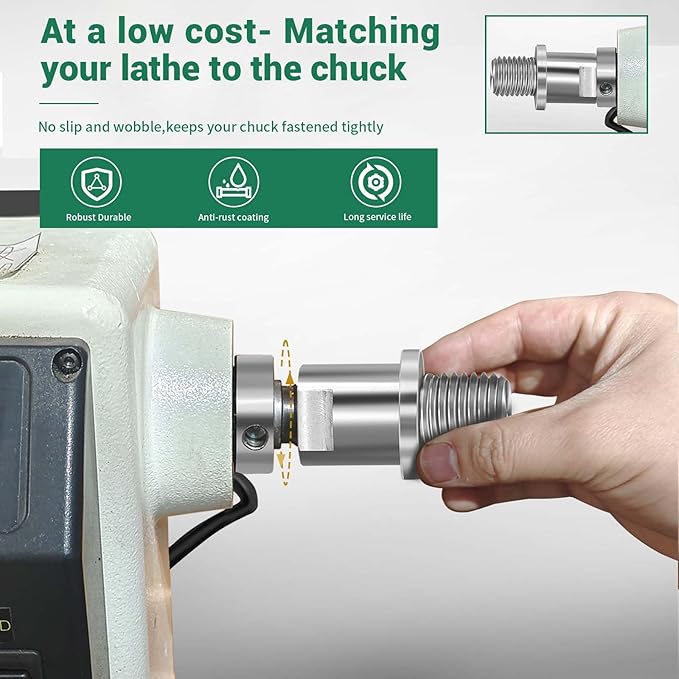 Lathe Headstock Spindle Adapter,Converts 5/8" Shopsmith to 1" x 8TPI for Woodworking Lathe