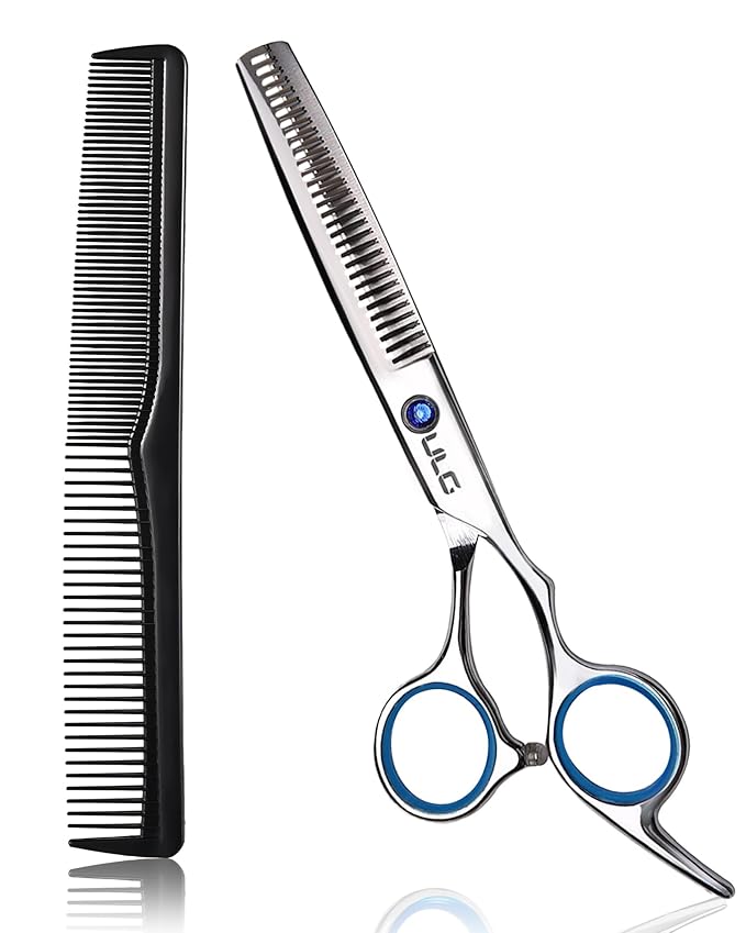 ULG Professional Thinning Shears with Comb - 6.5??Japanese Stainless Steel Texturizing & Hair Cutting Scissors for Salon & Home Use