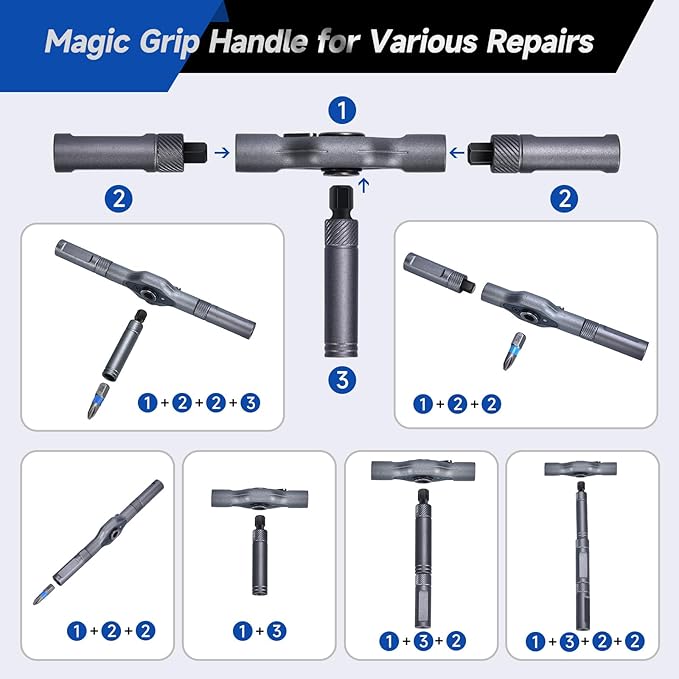 34-in-1 Magnetic Screwdriver Set with Ratcheting Handle,Magnetic Extension & 32 Precision Bits,Portable MultiTool Gadgets for Electronics,Furniture,Bicycle, DIY Repair Kit