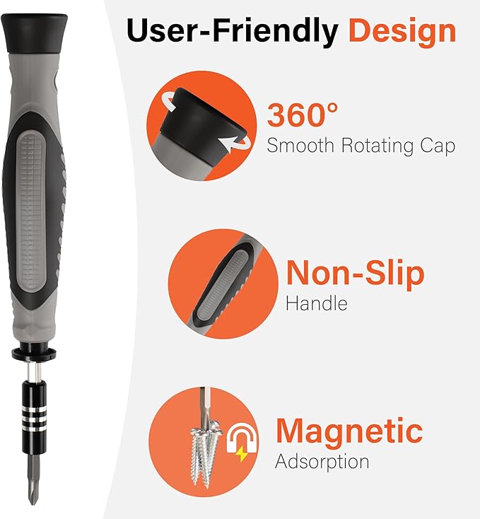 Precision Screwdriver Set ??Magnetic Electronics Repair Tool Kit with 3 S2 Long Steel Bits, Laptop Screwdriver Set for Phone, Computer, Game Console, Camera, Eyeglass, Watch, and DIY Projects