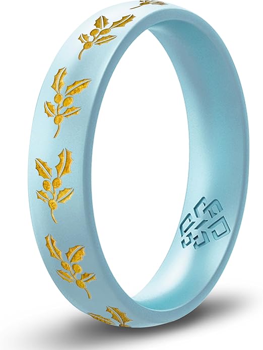 Knot Theory Birth Flower Silicone Ring for Women - 4mm Comfort Fit Wedding Band Engagement Ring