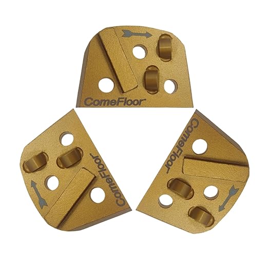 Diamond Grinding Disc for Concrete Thick Epoxy Coating Removal, Half Round PCD*2 w Carbide Cutter for Lavina and Edco Magnatrap Grinders, Set of 3, Counter-Clockwise