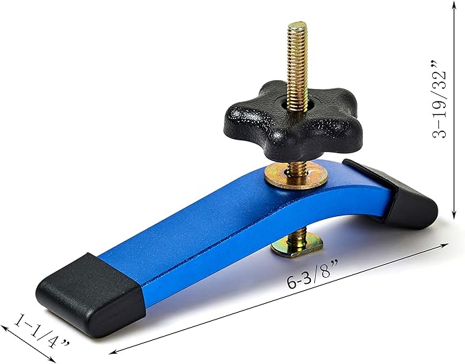 HOTTARGET Aluminum 24"X2 T-track with 2pk Hold Down Clamps,6-3/8"L x 1-1/4"Width-Woodworking and Clamps - High Strength Aluminum Alloy 6063 - Fine Sandblast Anodized - Blue Color