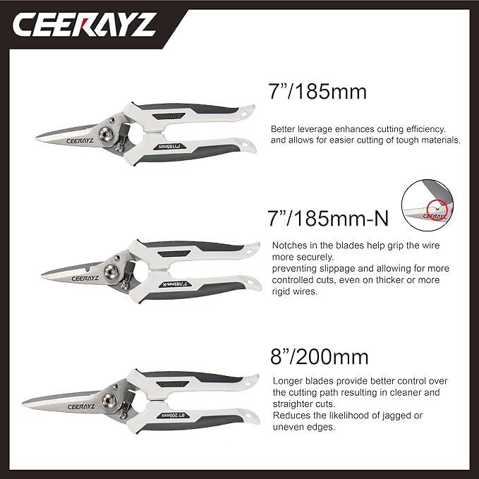 8" Scissors All Purpose, Heavy Duty Scissors Industrial, Multipurpose for DIY Projects, Office, Production Lines, Pruning, with Protective Sheath and Magnetic Holder (White/Gray)