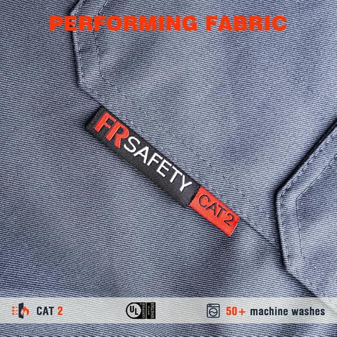 SKSAFETY 7oz FR Shirts for Men, Welding Shirt Hi Vis Flame Resistant 100% Cotton Fire Retardant Longsleeve Shirt CAT2