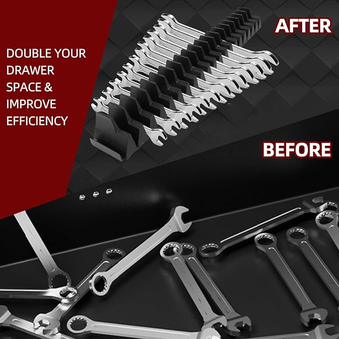 42-Tool Magnetic Wrench Organizer, Customizable Wrench Organizer Set for Tool Box, Wrench Holder for Tool Drawer Storage