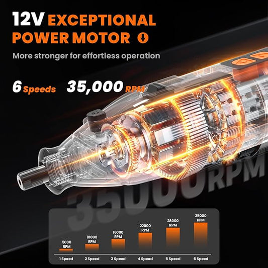 HARDELL Cordless Rotary Tool 12V, 6 Speed Power Rotary Tool with Display Screen, 80pcs Accessories, 2000mAh Fast-Charging Battery Rotary Tool Kit for Sanding,Carving,Polishing,Drilling,Cutting