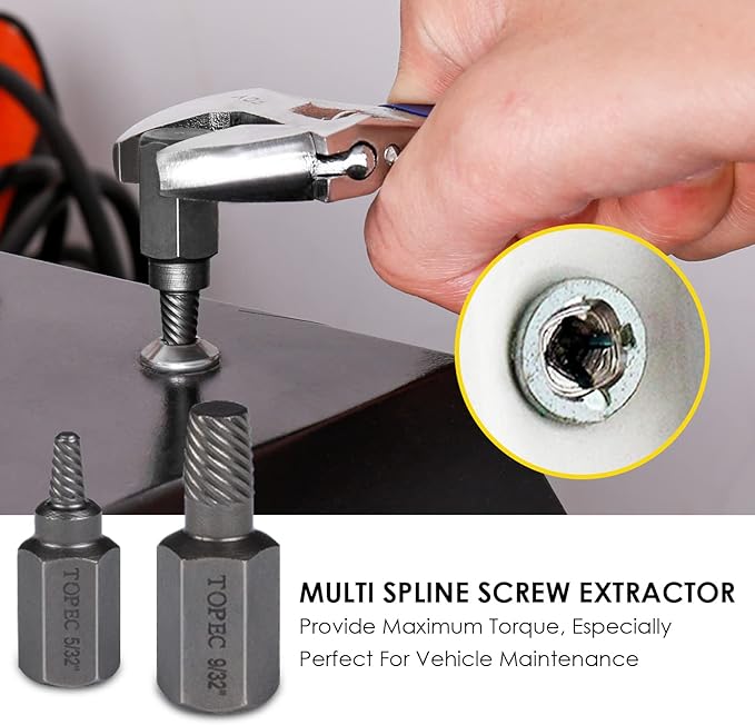 Topec Bolt Extractor Kit, 29 Piece Screw Extractor and Left Hand Drill Bit Set, Easy Out Stripped Lug Nut Remover Socket for Stripped, Damaged, Rounded-Off, Rusted Bolts, Nuts & Screws