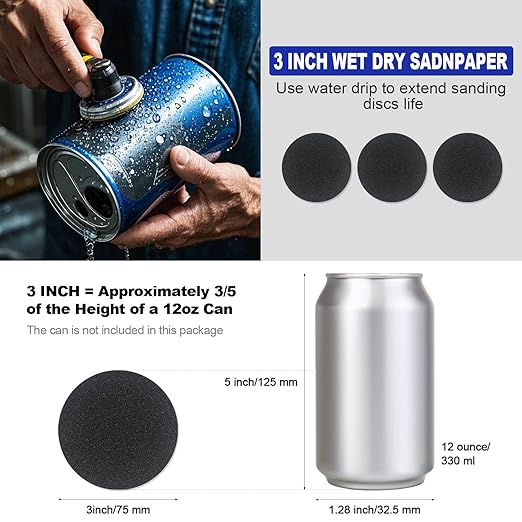 133 PCS Sanding Disc Drill Polishing Kit Sanding Attachment, 3 Inch Wet Dry Headlight Restoration Kit, Hook and Loop Sandpaper Buffing Pads with Rotary Tools for Car Wood Metal Glass Resin Expoxy
